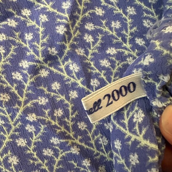 Vintage April Cornell Button Front Maxi Dress LARGE Floral Periwinkle - Picture 6 of 7